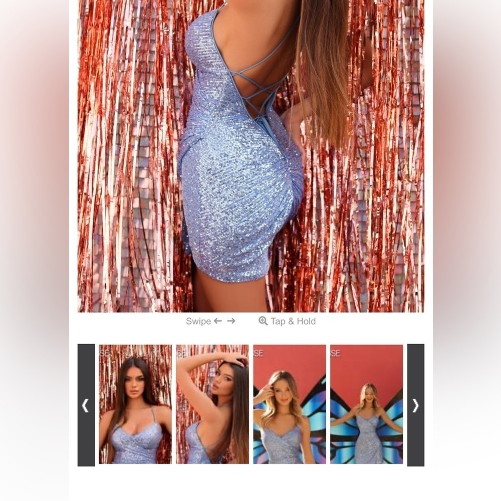 Clarisse Homecoming / Prom Dress – Style 30241 – Ice Blue Sequin – Size 6 - Picture 8 of 8